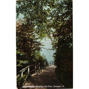 Vtg Postcard Approach To Lake Champlain At Red Rocks Burlington Vermont 1910s